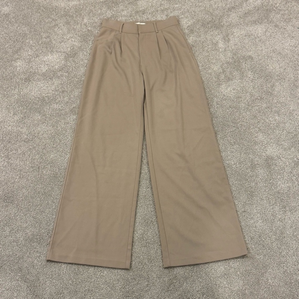 ABERCROMBIE & FITCH Sloane Wide-Leg Trouser Pants Tan Beige EUC Size Small Long - Picture 4 of 11